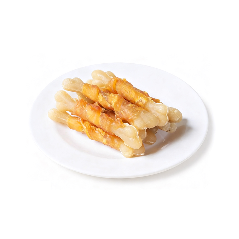닭고기 맛 뼈 모양 치킨 롤 애완 동물 치아 청소 음식