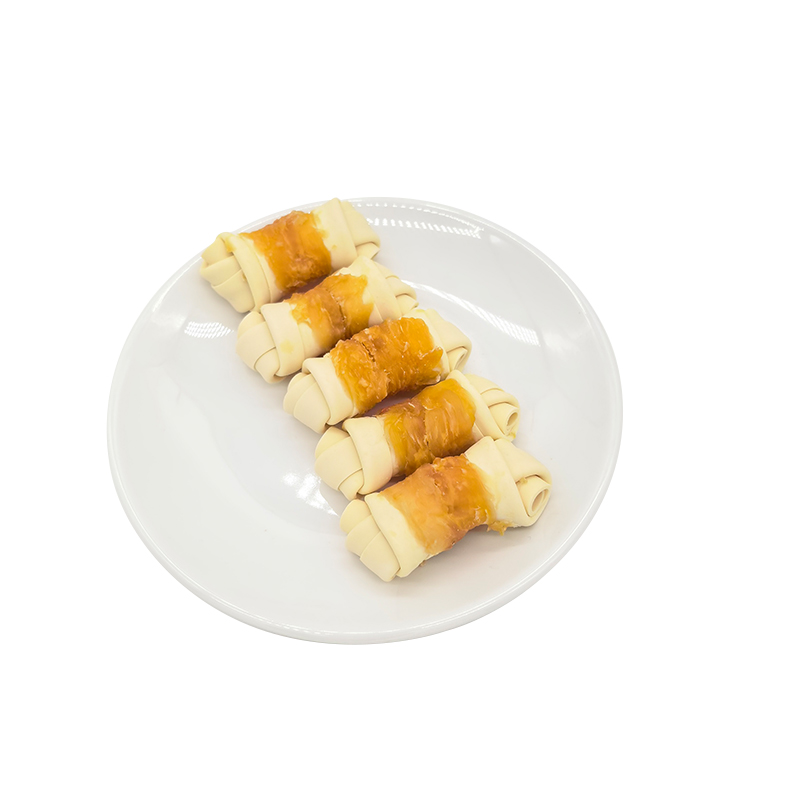 2.5-3인치 5가지 맛의 매듭 뼈로 감싼 닭고기 치아 세척 개 간식